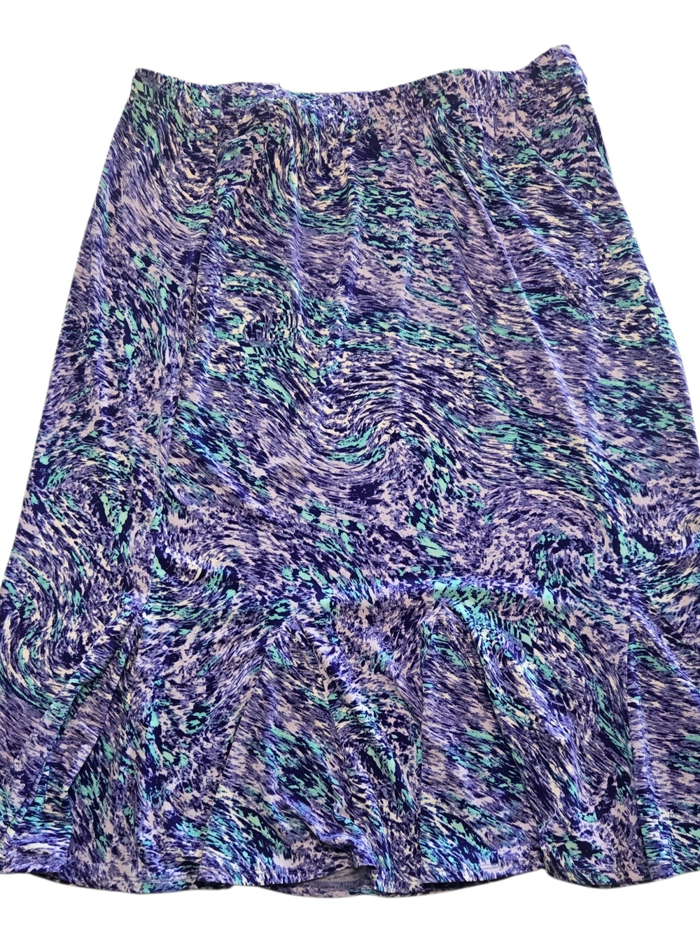 TANJAY Petite Purple  Swirl Print Ruffle Hem Women's Skirt Size 12P
